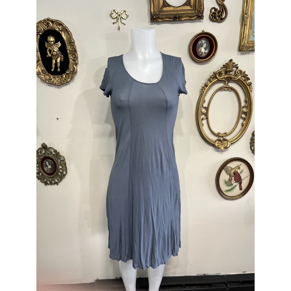 Transit 167 Grey Short Sleeve Midi Dress Short Sleeve Size S
